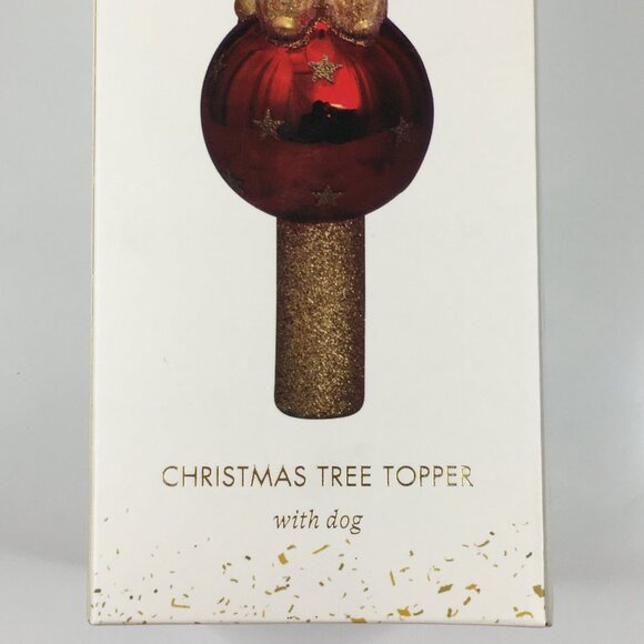 Vondels Christmas Tree Topper with Dog Mouth Blown Glass Hand Painted Poodle - Picture 6 of 16